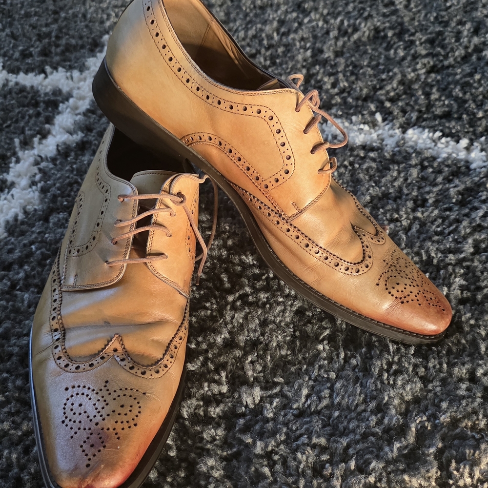 Magnani Men's Tan Leather Brogue Shoes Size 13